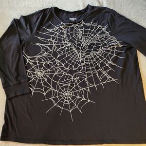 Torrid Heritage Long Sleeve Jersey Black With White Spiderweb Graphic And Bat